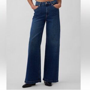 GAP High Rise Stride Wide Leg Jeans Medium Wash Relaxed Size 25